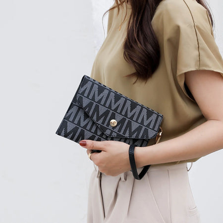 by Mia K. Marimar Women'S Tote Bag with Pouch and Wristlet, Signature 4 Piece Set - Navy Blue